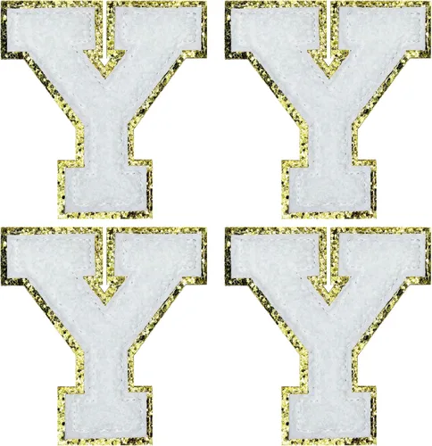 Vista 24 de Jongdari Letras termo-adhesivas de felpilla para ropa, parches de letras del alfabeto con brillantina para coser, con adhesivo planchado, 4 Azul