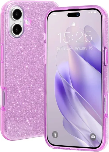 Vista 12 de MILPROX Funda compatible con iPhone 13 (2021), carcasa de gel de goma brillante con purpurina de 3 capas a prueba de golpes para iPhone 13 de 6.1