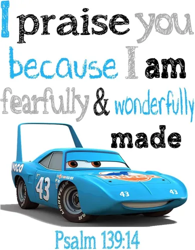 Vista 5 de Conjunto de 5 Impresiones Sin Marco de Coches de Pixie Paper para Guardería Cristiana, Lightning McQueen, Ramone, Doc Hudson, King 43 y Tow Mater