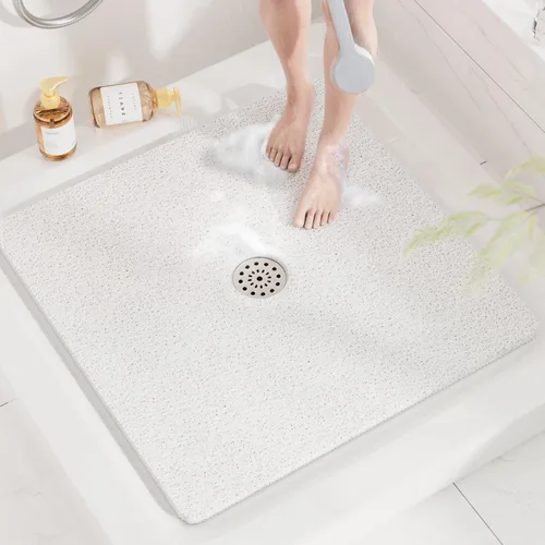 Vista 20 de HITSLAM - Tapete cuadrado para ducha, de 24 x 24 pulgadas, tapete de baño antideslizante para bañera, tapetes de baño de alcachofa de PVC suave