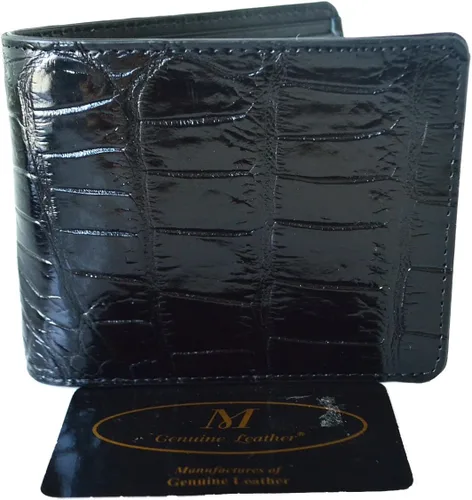 Vista 3 de Billetera de cuero plegable para hombre, Negro