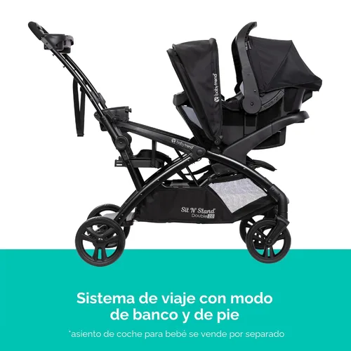 Vista 9 de Baby Trend Sit N' Stand® Double 2.0 Cochecito, Dash Black