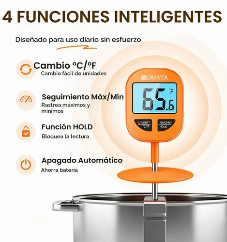 Vista 8 de BOMATA Digital Candy Thermometer with Pot Clip, 10" Probe, IPX6 Waterproof