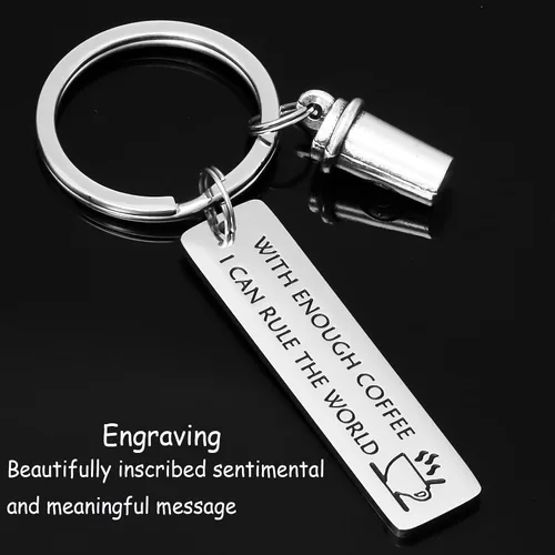Vista 3 de Llavero de regalo para amantes del café, regalos de café para compañeros de trabajo, jefes amigos, divertido barista, joyería para mujeres, marido
