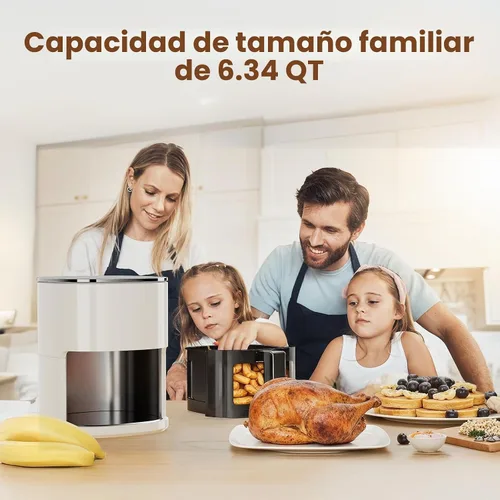 Vista 2 de Simple Deluxe Freidora de aire digital de 6.34 cuartos de galón con ventana visible, 12 funciones preestablecidas, cesta antiadherente y apta