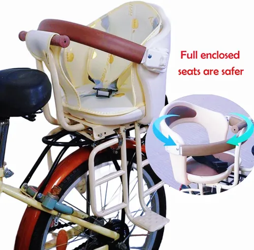 Vista 4 de Asiento trasero para bicicleta para niños, relleno extraíble cerrado para niños de 6 meses a 6 años Mounted Child Bike Seat Wraparound Attachment