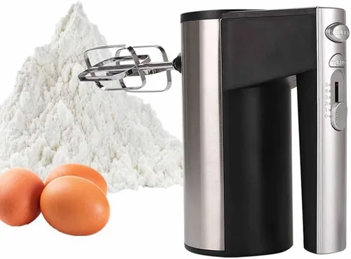 Vista 6 de Batidora de mano eléctrica de 800 W, batidora de mano de cocina de 5 velocidades potente con Turbo para hornear pastel, mezclador eléctrico ligero