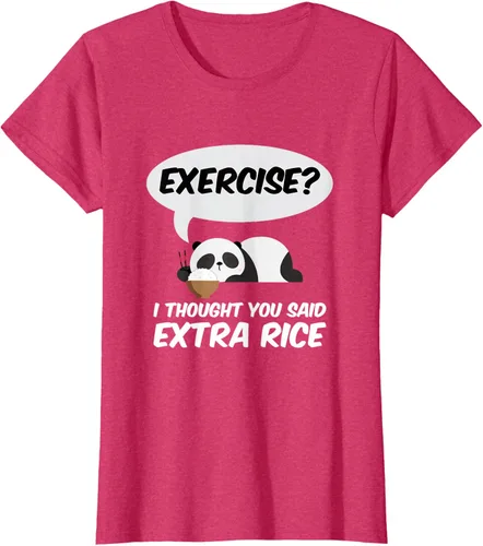 Vista 7 de ¿Ejercicio? I Thought You Said Extra Rice Panda Gift T-Shirt, Negro, S