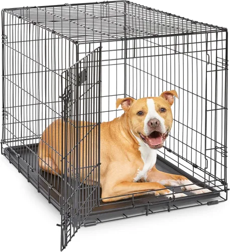 Vista 21 de MidWest Homes for Pets - Canil para perros iCrate de una y dos puertas mejoradas, incluye bandeja a prueba de fugas, patas protectores de suelos