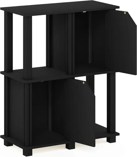 Vista 6 de FURINNO Brahms - Estantería de almacenamiento, 3 niveles, roble negro/negro