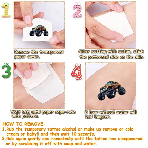 Vista 6 de 180 piezas de tatuajes temporales que brillan en la oscuridad para suministros de fiesta, lindos recuerdos de fiesta de cumpleaños, decoraciones