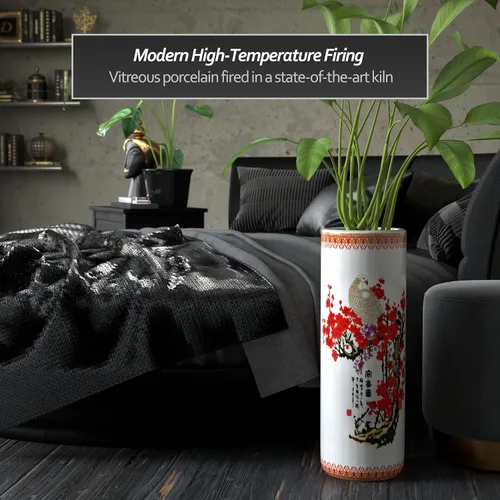 Vista 3 de Idea de regalo para decoración casera elegante de calidad fina - Depósito clásico para guardar paraguas y bastones de porcelana china de 24 pulgadas