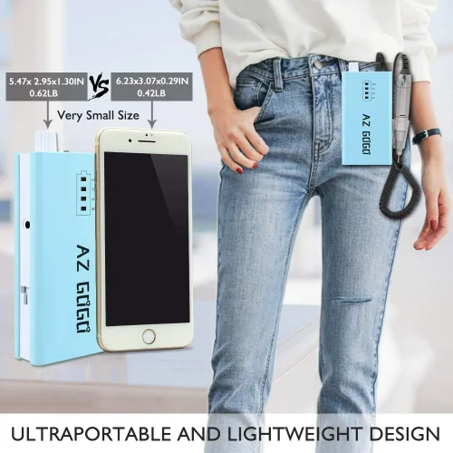 Vista 2 de AZ GOGO - Taladro de uñas portátil de 30000 RPM, taladro eléctrico profesional recargable para uñas de gel acrílico, manicura/pedicura, pulido