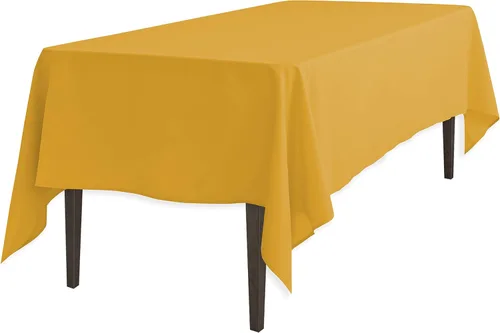 Vista 14 de Linenlanding Mantel rectangular de 60 x 102 pulgadas para mesa circular para bodas, mesas de bufé, fiestas, cenas de vacaciones (1, azul bebé)