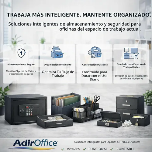 Vista 6 de AdirOffice contenedor con traba - Buzón de correo montado en pared., negro, 631-04-BLK