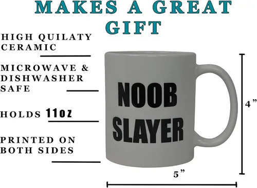 Vista 3 de Rogue River Tactical La mejor taza de café divertida Noob Slayer Gamer Videojuegos, taza novedosa, gran idea de regalo para hombres o mujeres