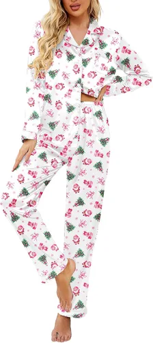 Vista 27 de Ekouaer - Conjunto de pijama de satén de seda clásico con botones para mujer, de manga larga Verde militar