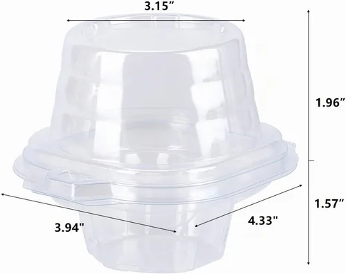 Vista 7 de Paquete de 100 recipientes individuales para cupcakes con calcomanías, cajas individuales de plástico transparente para cupcakes con tapas