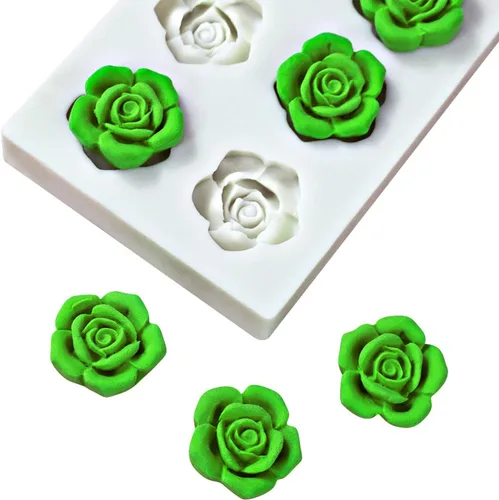 Vista 8 de Molde de silicona de flor de rosa de 6 cavidades, molde de chocolate para fondant, modelo de resina de arcilla, herramienta de decoración
