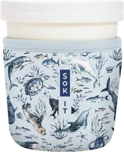 Vista 66 de Sok It IceCreamSok - Funda de neopreno aislada (flores abstractas, pintas de helado cónicas)