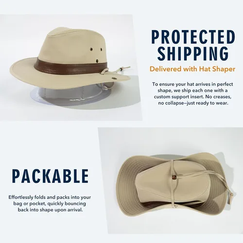 Vista 6 de TOP-EX Sombrero de sol Safari Aussie para hombres y mujeres, UPF 50+ ala Beige-blanco.
