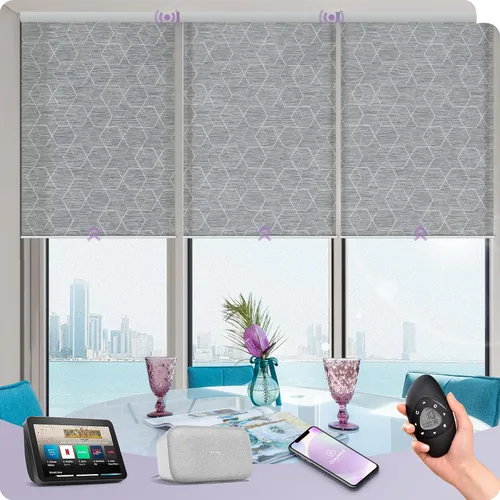 Vista 7 de Graywind Persianas enrollables inteligentes acopladas compatibles con Alexa Google, tamaño personalizado extra grande, persianas motorizadas