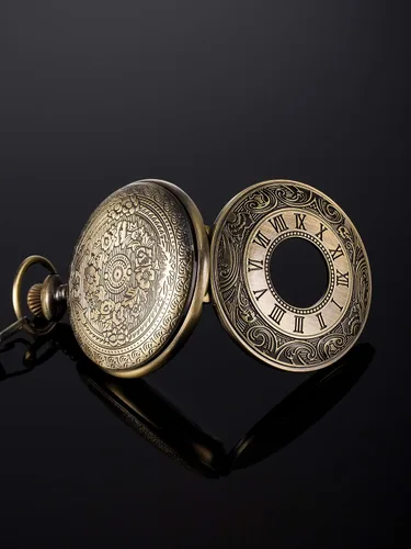 Vista 5 de Hicarer Reloj de bolsillo vintage de acero para hombre con cadena