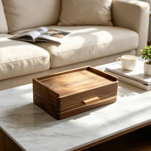 Vista 5 de Multi Compartment Organizer Wooden Tea Organizer Storage Box Desktop Drawer Tray Tea Box With Drawer Wood Suitable for tea lovers’ counters home