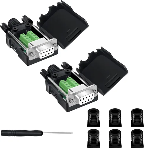 Vista 8 de 10 conectores DB9 macho Breakout, conectores RS232 de 9 pines, placa de módulo adaptador serie D-SUB RS485 sin soldadura con terminales de tornillo