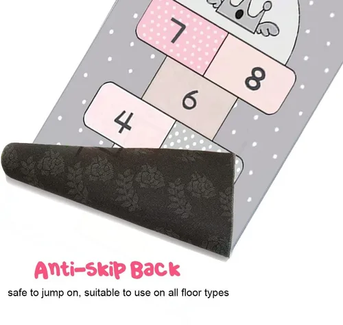 Vista 5 de Hopscotch Mat de 31 x 63 pulgadas, alfombra de juego de salto y cuenta con bonito diseño de estrella, alfombra de juego antideslizante para niños