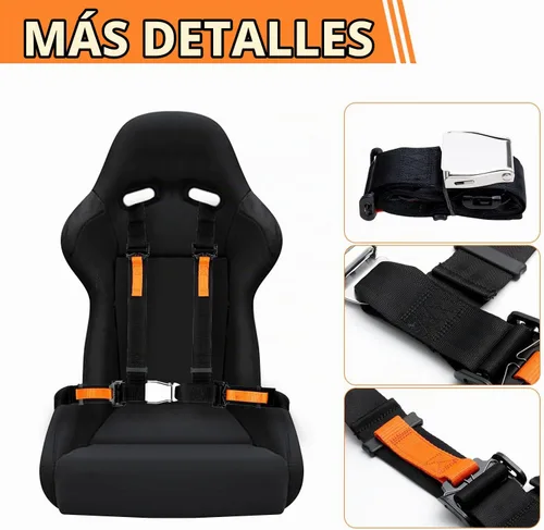 Vista 6 de Yakitoko Juego de arnés de seguridad universal de 4 puntos de 2 pulgadas para Go Kart, UTV, ATV, Racing Negro