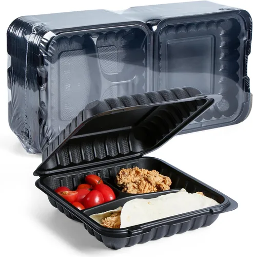 Vista 11 de YANGRUI Recipientes Desechables de 7.8" 30 oz Paquete de 65 - Envuelto en Plástico Retráctil Contenedor de Alimentos de Plástico PP Relleno