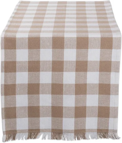 Vista 20 de DII Colección de Mesa a Cuadros Pesada con Flecos, Camino de Mesa, 14x72 pulgadas, Gris 2-Gris