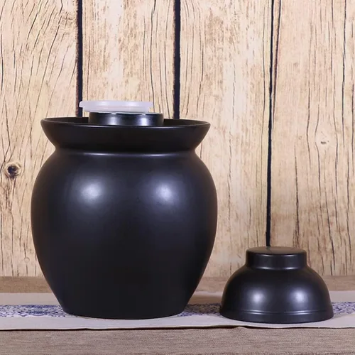 Vista 2 de ZHOUXIAO Tarro de encurtido de porcelana china, olla Kimchi gruesa con tapa, recipientes sellados de cerámica para almacenamiento de alimentos