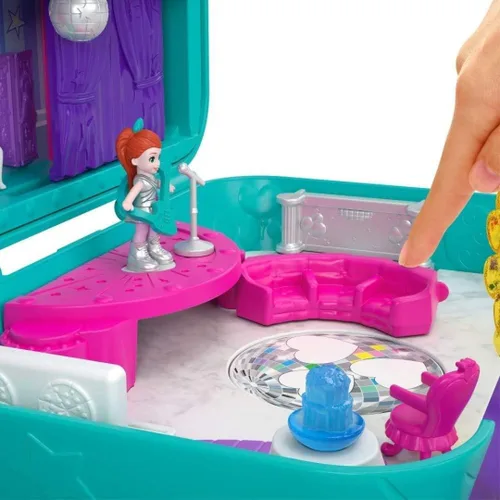 Vista 3 de Polly Pocket Hidden Places Dance Par-taay! Estuche con tema de baile, muñecas y accesorios