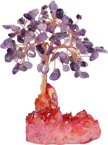 Vista 14 de Mookaitedecor - Árbol de cristal con base de cuarzo, bonsái para la riqueza y buena suerte Árbol bonsái, árbol de dinero para la suerte