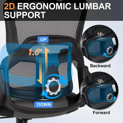 Vista 4 de Silla de oficina grande y alta de 500 libras, silla de computadora ejecutiva grande y resistente con brazos abatibles 5D, silla de escritorio