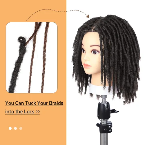 Vista 6 de WIGNEE Cabello de Ganchillo 120 Hebras Locs Sintéticos 8 Pulgadas Locs Suaves Pre-Trenzados 6 Paquetes Cabello de Ganchillo Pre-Anudado para Mujeres