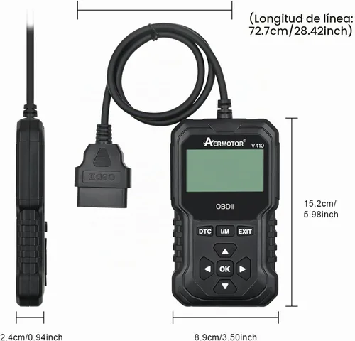 Vista 8 de Escáner OBD2, Herramienta de Diagnóstico de Escáner de Coche V410: Lector de Códigos de Falla del Motor, Herramienta de Escaneo con Datos en Negro