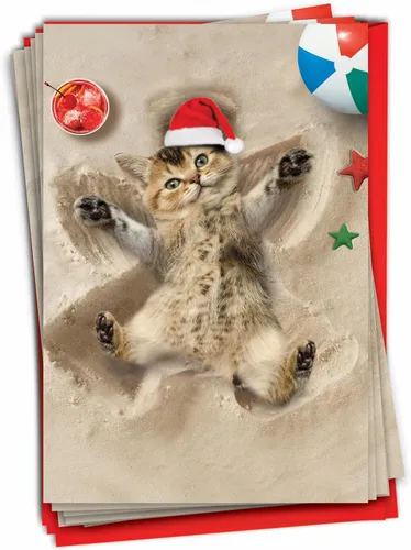 Vista 9 de The Best Card Company Paquete de 12 tarjetas de Navidad con sobres, humor navideño para hombres y mujeres (1 diseño, 12 tarjetas) – Playa tropical