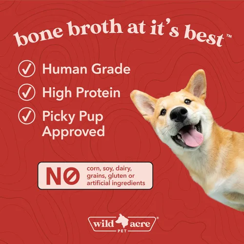 Vista 6 de Wild Acre Caldo de hueso de res prémium para perros, alto contenido en proteínas + colágeno mejorado con mezcla de hongos para huesos fuertes