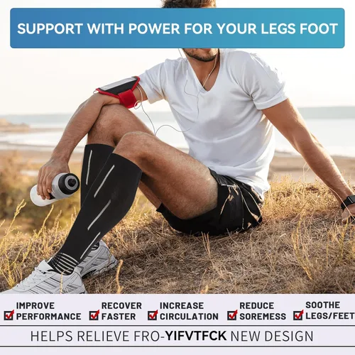 Vista 5 de YIFVTFCK Graduated Compression Socks for Women &Men 20-30mmHg Knee High Medical Support Socks for Edema,Varicose Veins