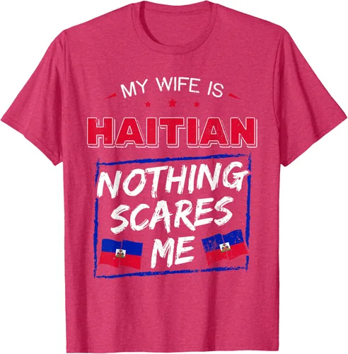 Vista 23 de My Wife Is Haitian Republic of Haiti Heritage Roots - Camiseta con bandera, Negro, S