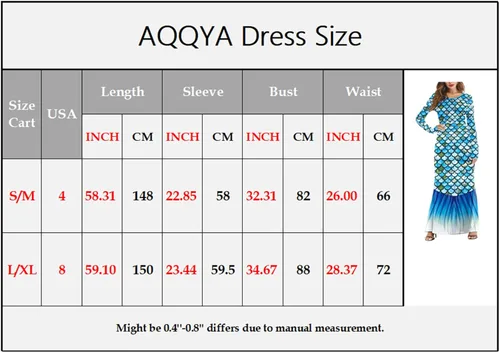 Vista 3 de AQQYA Vestido largo ajustado con cuello redondo y estampado 3D para mujer, disfraz de sirena para cosplay