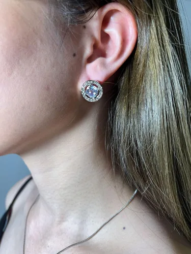 Vista 5 de Txibikn Juego de 4 piezas de joyería de plata con colgante de circón brillante para mujer, boda, fiesta de cumpleaños, graduación, regalos, Acero