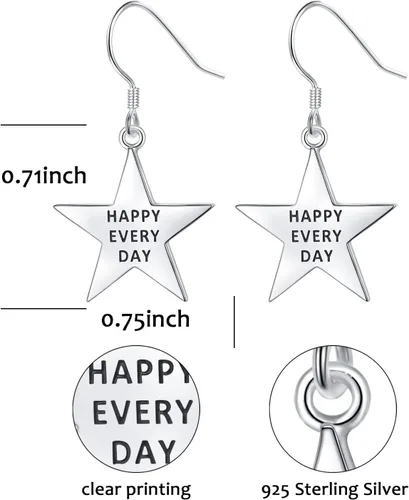 Vista 6 de 925 Sterling Silver Dangle Drop Earrings Star Heart Earrings Gifts for Women