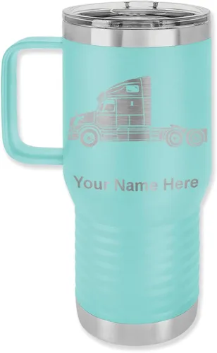 Vista 55 de LaserGram Taza de café aislada al vacío de 15 onzas, cabina de camión, grabado personalizado incluido (negro)