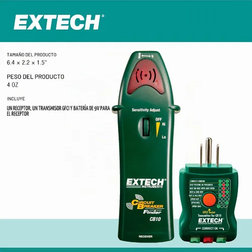 Vista 7 de Extech CT80 comprobador de carga de circuito AC con GFCI/AFCI