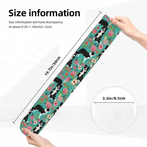 Vista 5 de AOTOSE Border Collie Florals - Calcetines de compresión para mujeres y hombres, 10-20 mmhg, tubo de viaje, medias altas hasta el muslo, medias altas