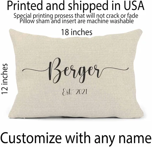 Vista 3 de Girls Love A Monogram Almohadas de boda para parejas, almohada personalizada única con nombres, regalo de inauguración de la casa (diseño 1)
